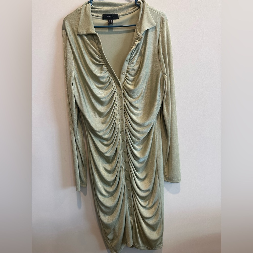 Forever 21 Shimmering Gold Ruched Dress